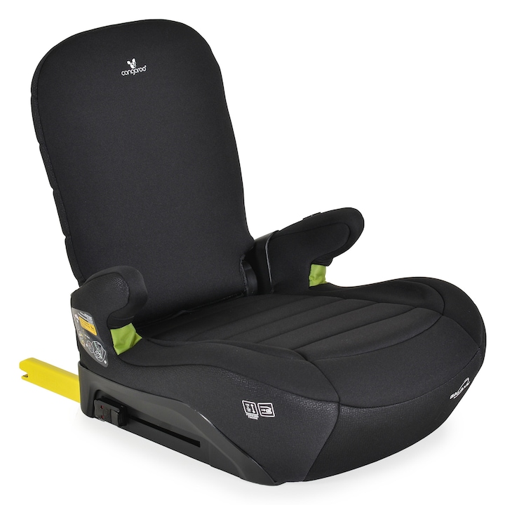 Inaltator auto cu spatar pliabil Cangaroo Galaxy Isofix, omologat R129 iSize, 125-150 cm sau 22-36 kg, Negru