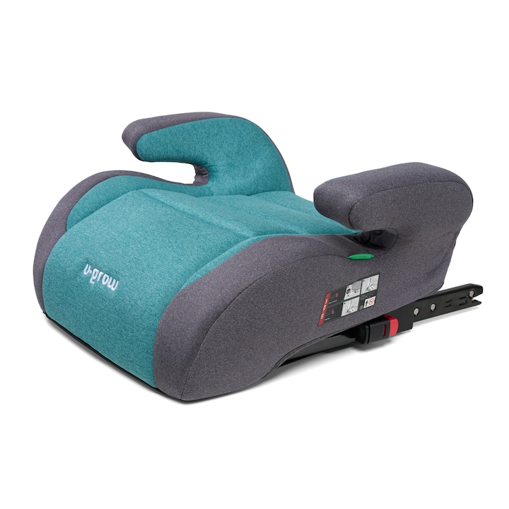 Înălțător auto pentru copii U-Grow, 125-150cm, certificat R129, cu isofix, verde/gri