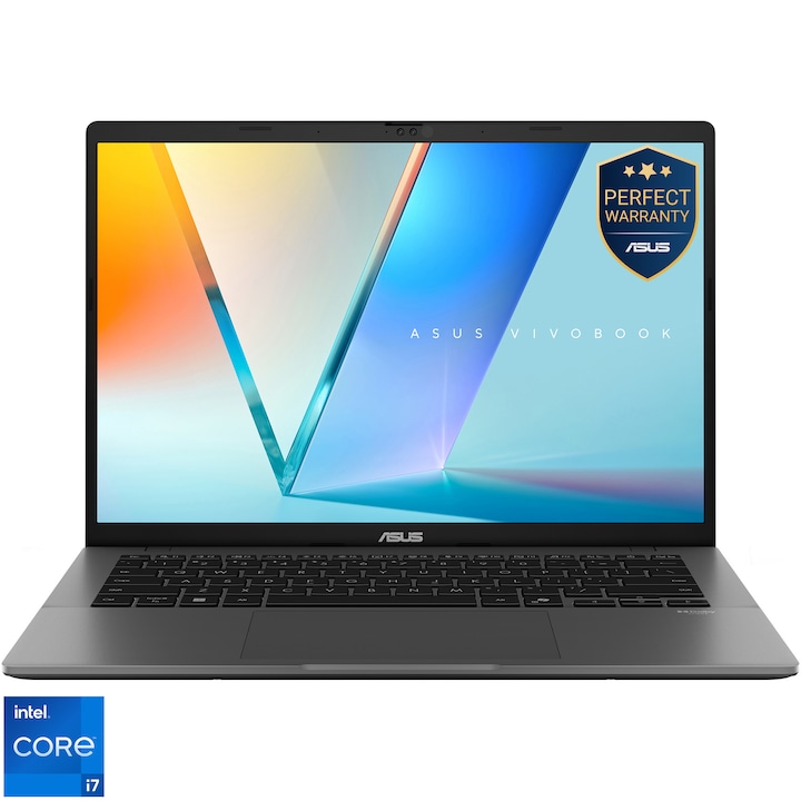 Laptop ASUS Vivobook S14 S3407VA cu procesor Intel® Core™ i7-13620H pana la 4.9GHz, 14', WUXGA, IPS, 16GB DDR5 RAM, 1TB SSD, Intel® UHD Graphics, No OS, Matte Gray
