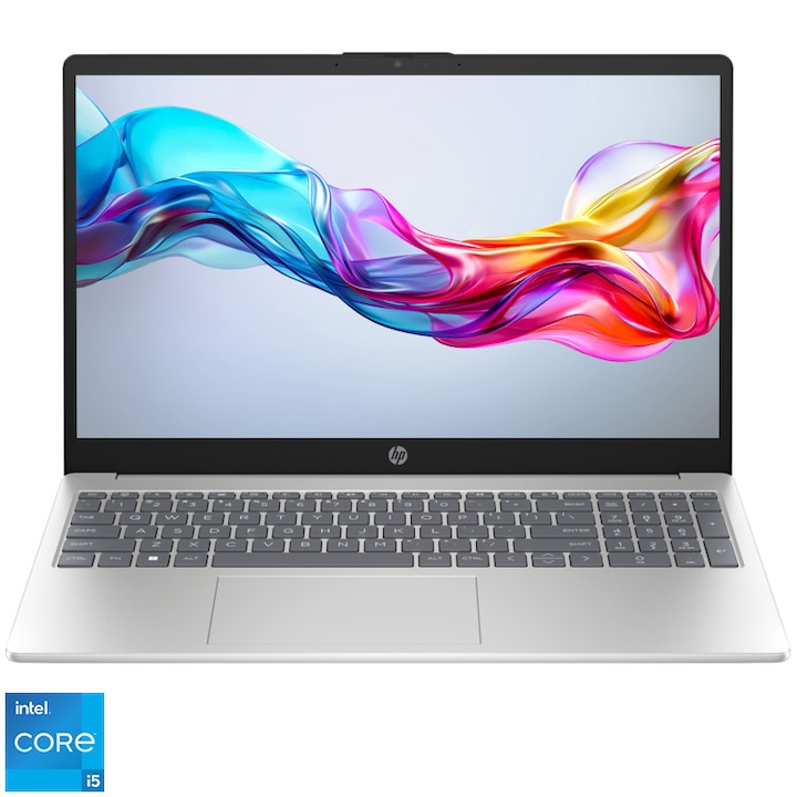 Laptop HP 15-fd0069nq cu procesor Intel® Core™ i5-1334U pana la 4.6GHz, 15.6', Full HD, 16GB DDR4 RAM, 512GB SSD, Intel® Iris® X?, Free DOS, Silver