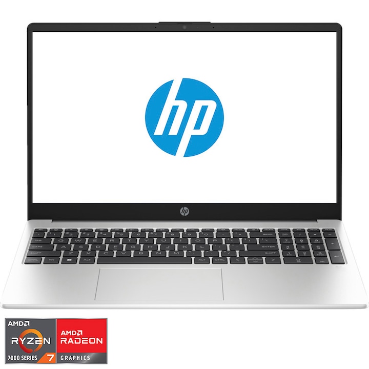 Laptop HP 255 G10 cu procesor AMD Ryzen™ 7 7730U pana la 4.5GHz, 15.6', IPS, Full HD, 16GB DDR4, 1TB SSD, AMD Radeon™ Graphics, Free DOS, Metallic silver